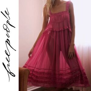 NEW Free people Moon Phase Midi sheer Slip Dress NWOT (RARE COLOR)